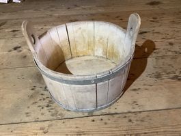 Rustikale Holzwaane mit Griffen, Deko, Ø 40cm, Höhe 23cm