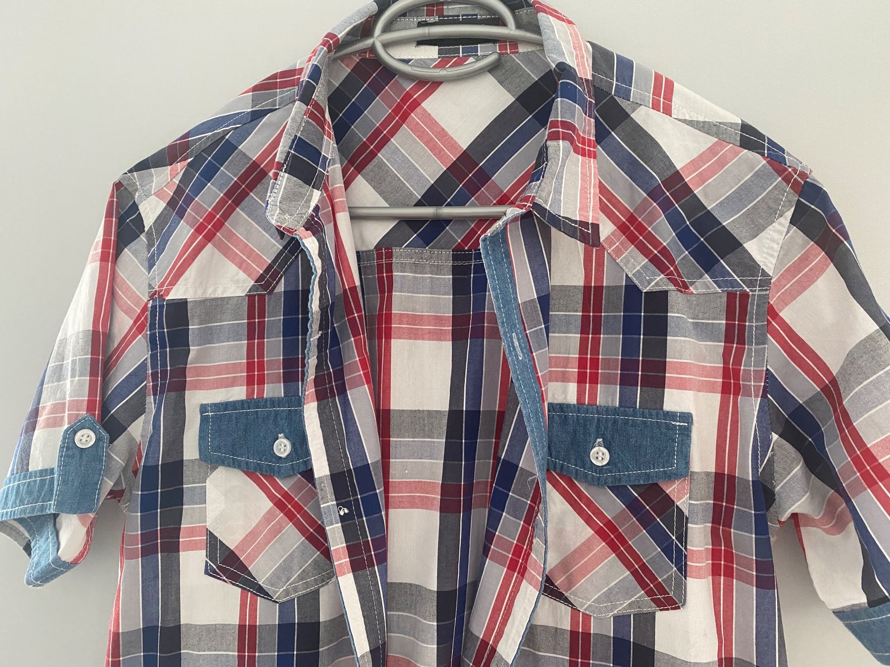 Hemden: Herrenhemd, Grösse L, Karo rot/blau/weiss – Gebraucht aus Glattbrugg von riseca 3