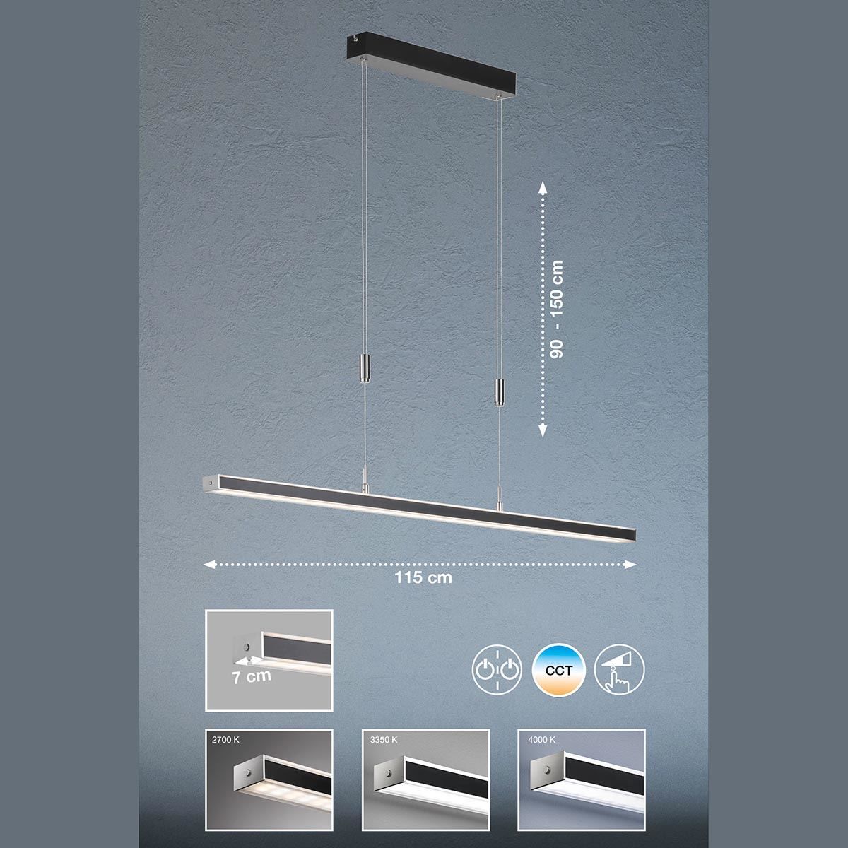 Lampadari & plafoniere: LED Pendelleuchte, Dimmer, 115 cm x 7 cm – Nuovo (secondo la descrizione) da Kreuzlingen venduto da Smart-Light 2