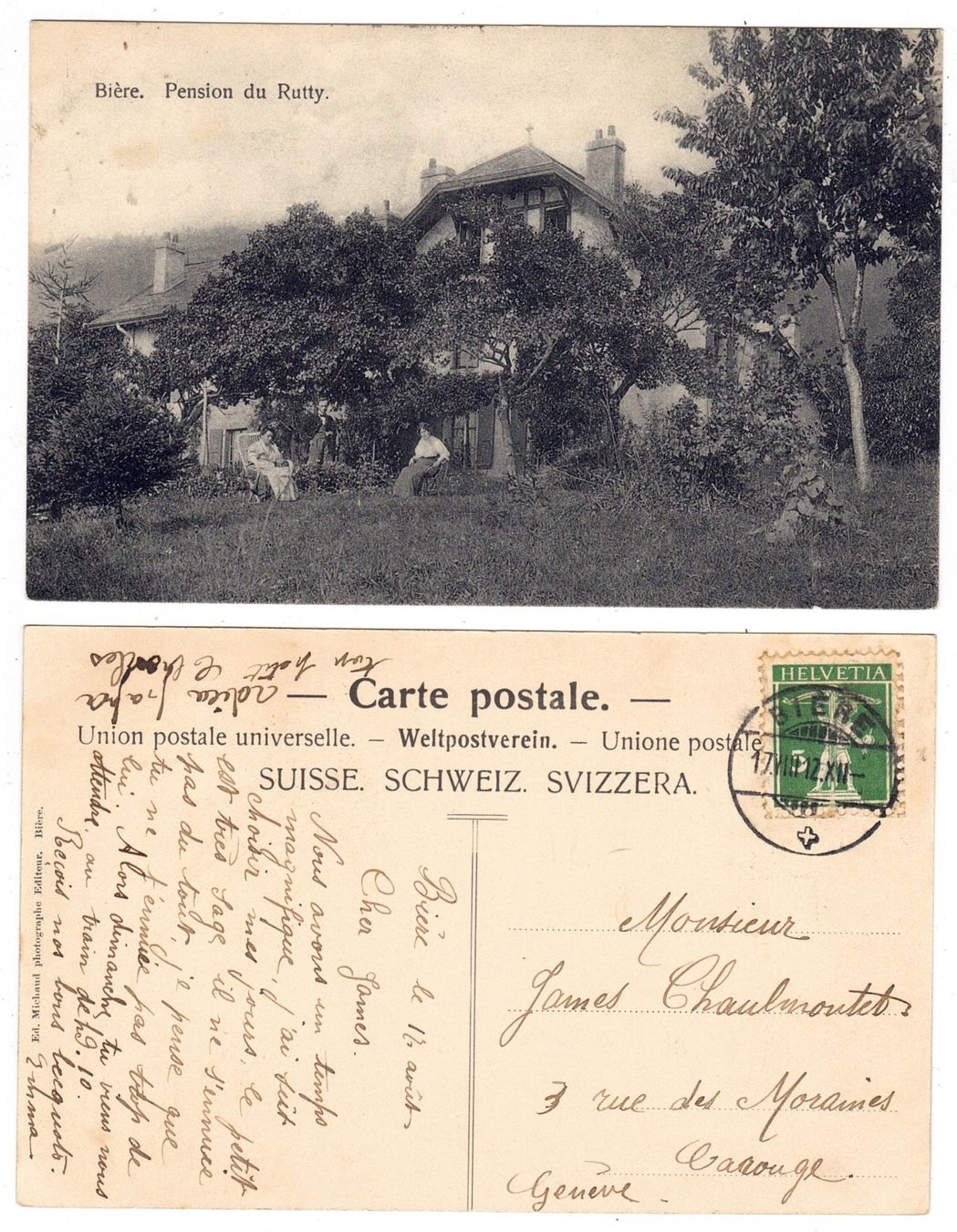 Cartoline postali: Bière, Pension Rutty – Usato da La Tour-de-Peilz venduto da amjust