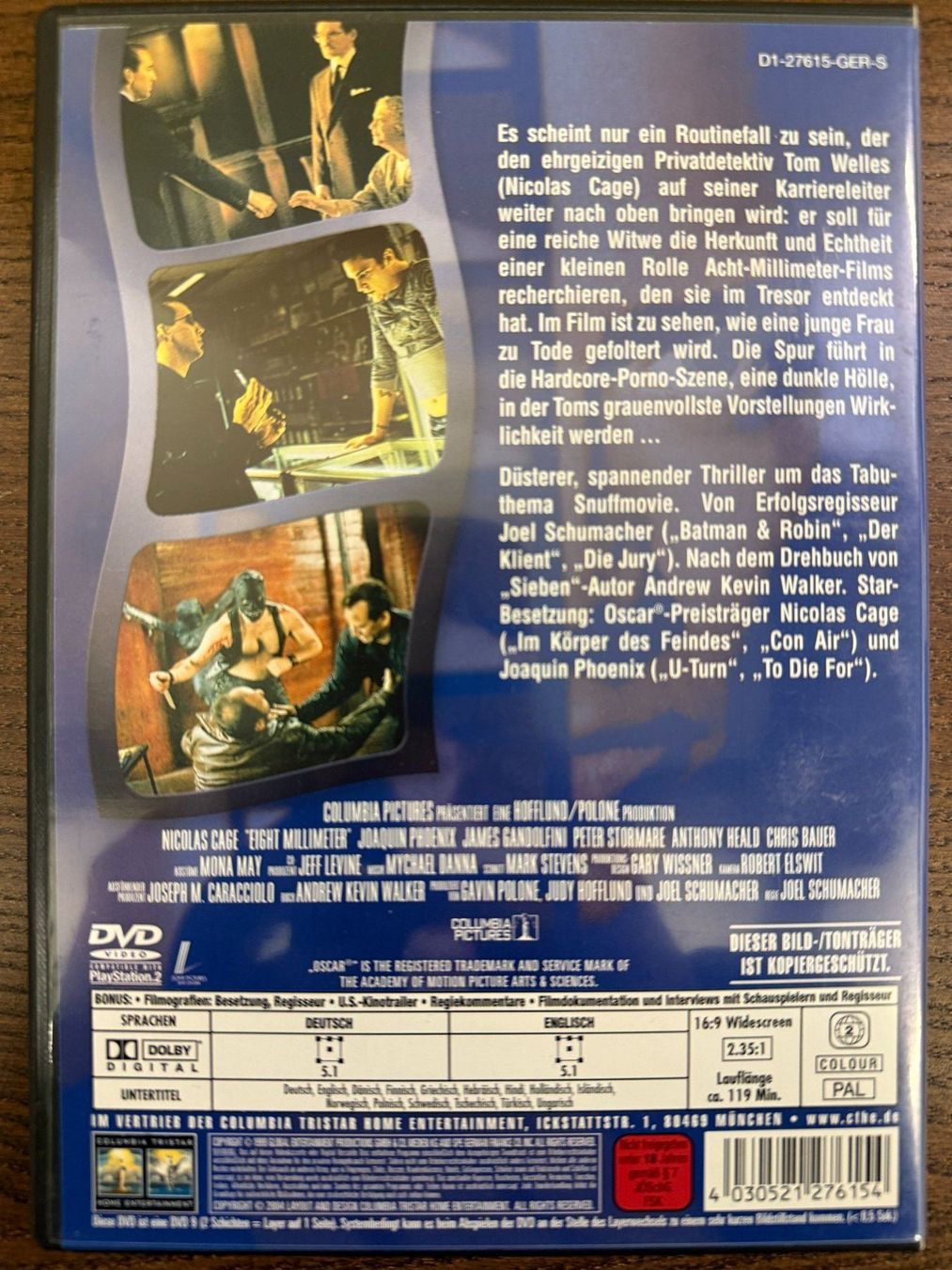 Tutti i DVDs: 8mm - Acht Millimeter – Usato da Zürich venduto da FilmFreunde 1
