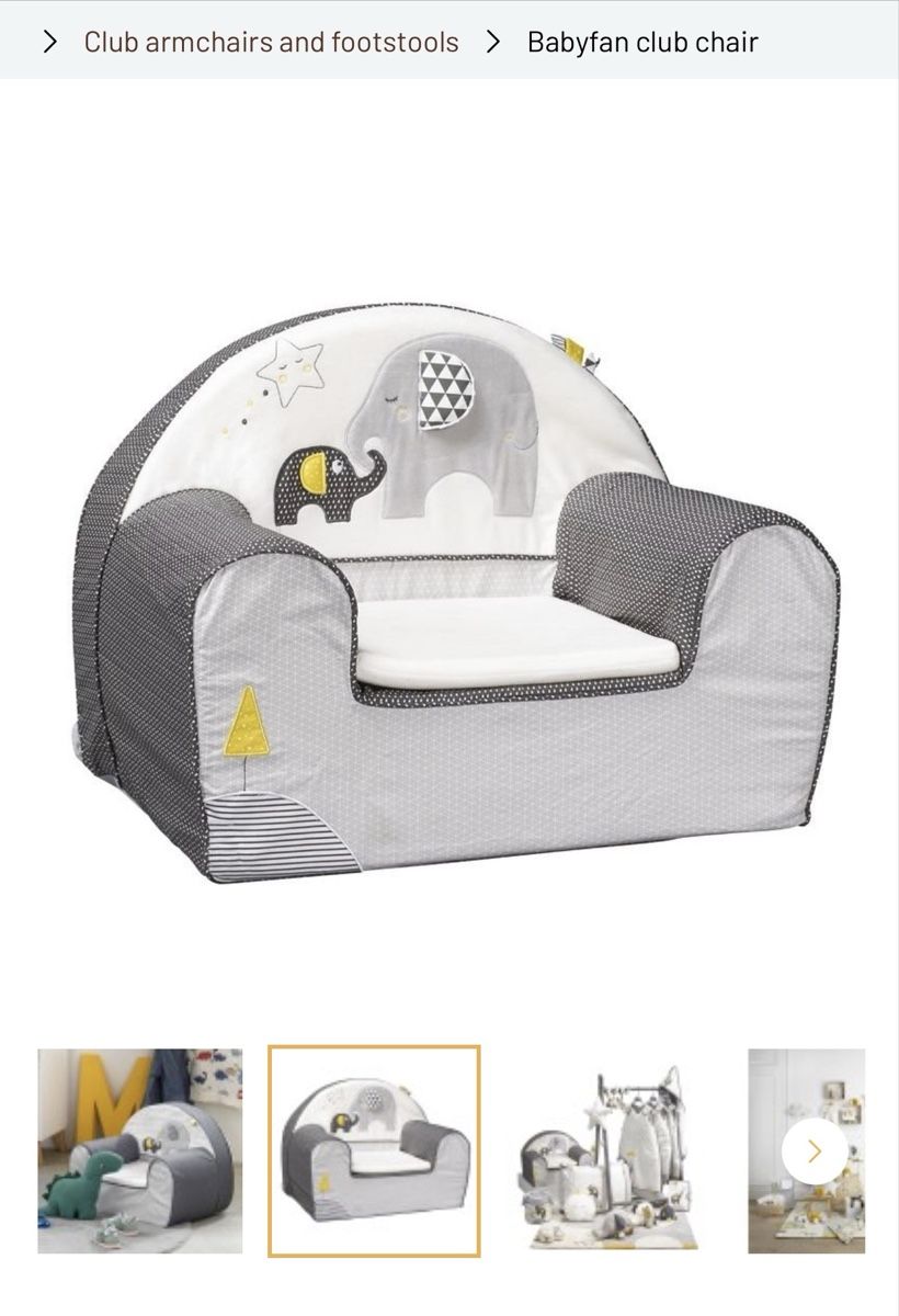 Fauteuils: Sauthon Toddler armchair grey elephants – Neuf (Voir description) à Nänikon par rom_tj66 1