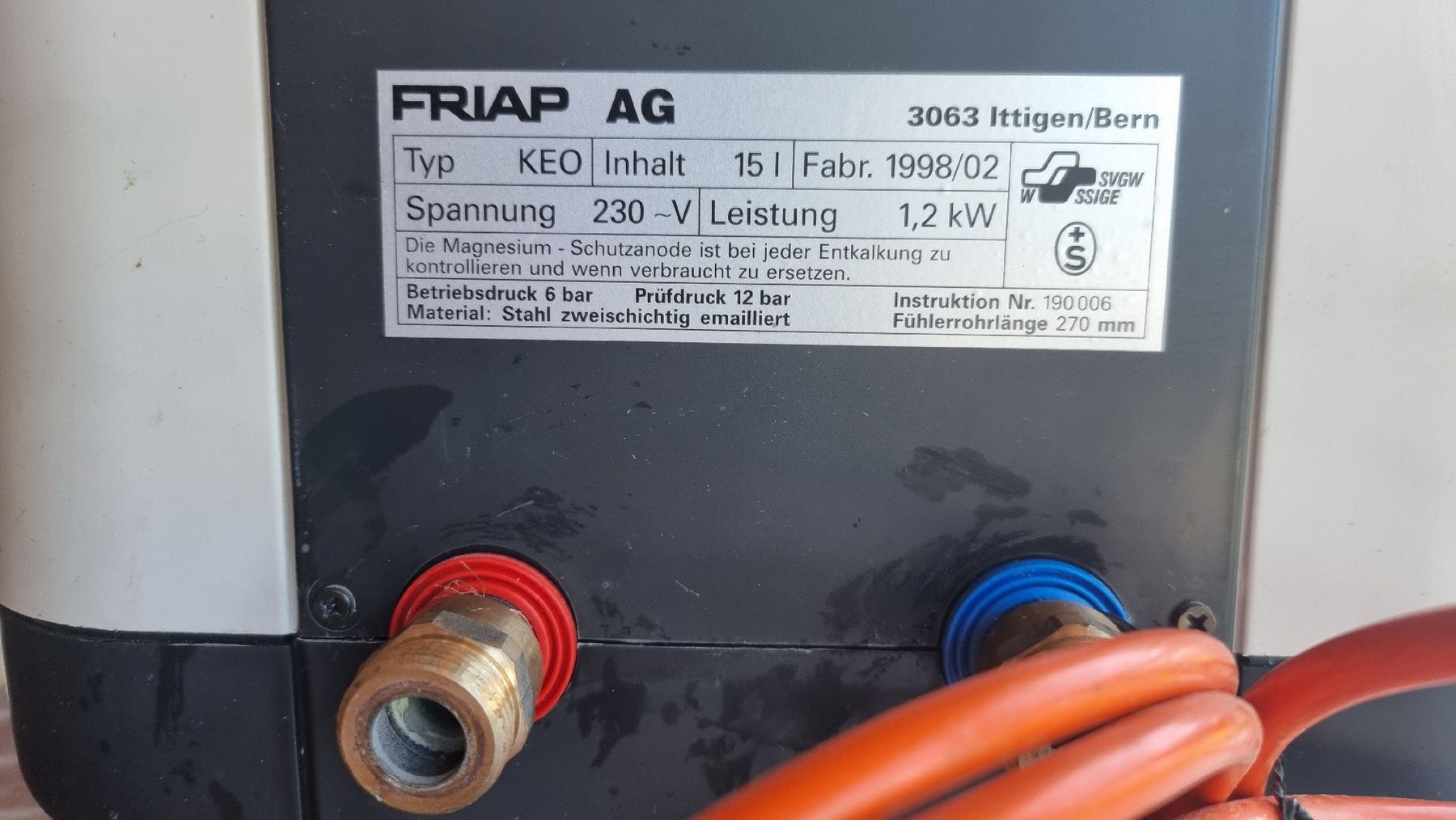 Sanitari: Boiler 15L Friap AG – Usato da Oberdiessbach venduto da 56292