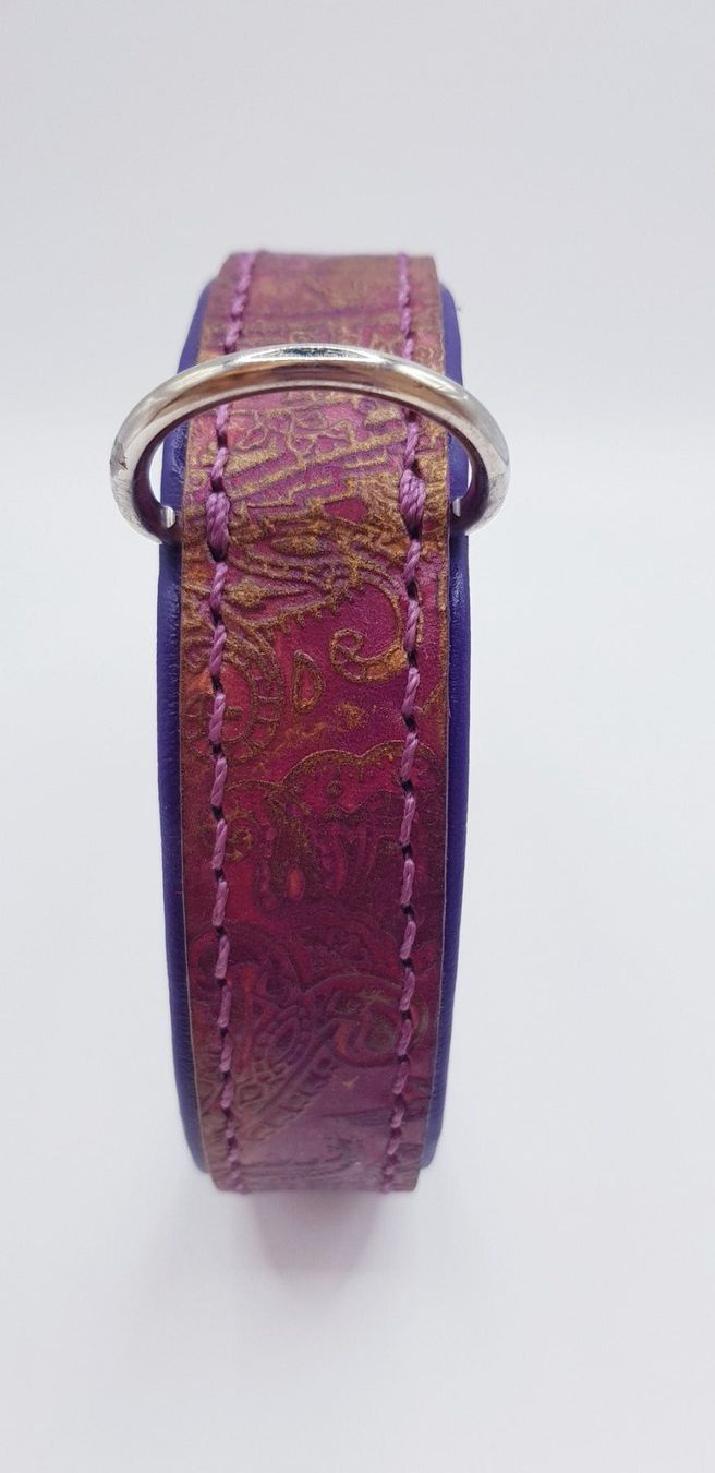 Leine & Halsband: Hundehalsband Leder violett gold – Neu (gemäss Beschreibung) aus Menziken von Zyropa