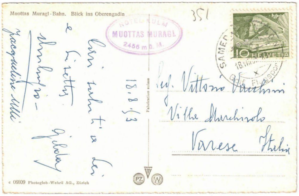 Cartoline postali: St. Moritz - Standseilbahn Muottas Muragl – Usato da Binningen venduto da Mountainrider 1