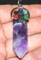 Anhänger L-9227 – Amethyst mit 7 Chakra 63X22mm