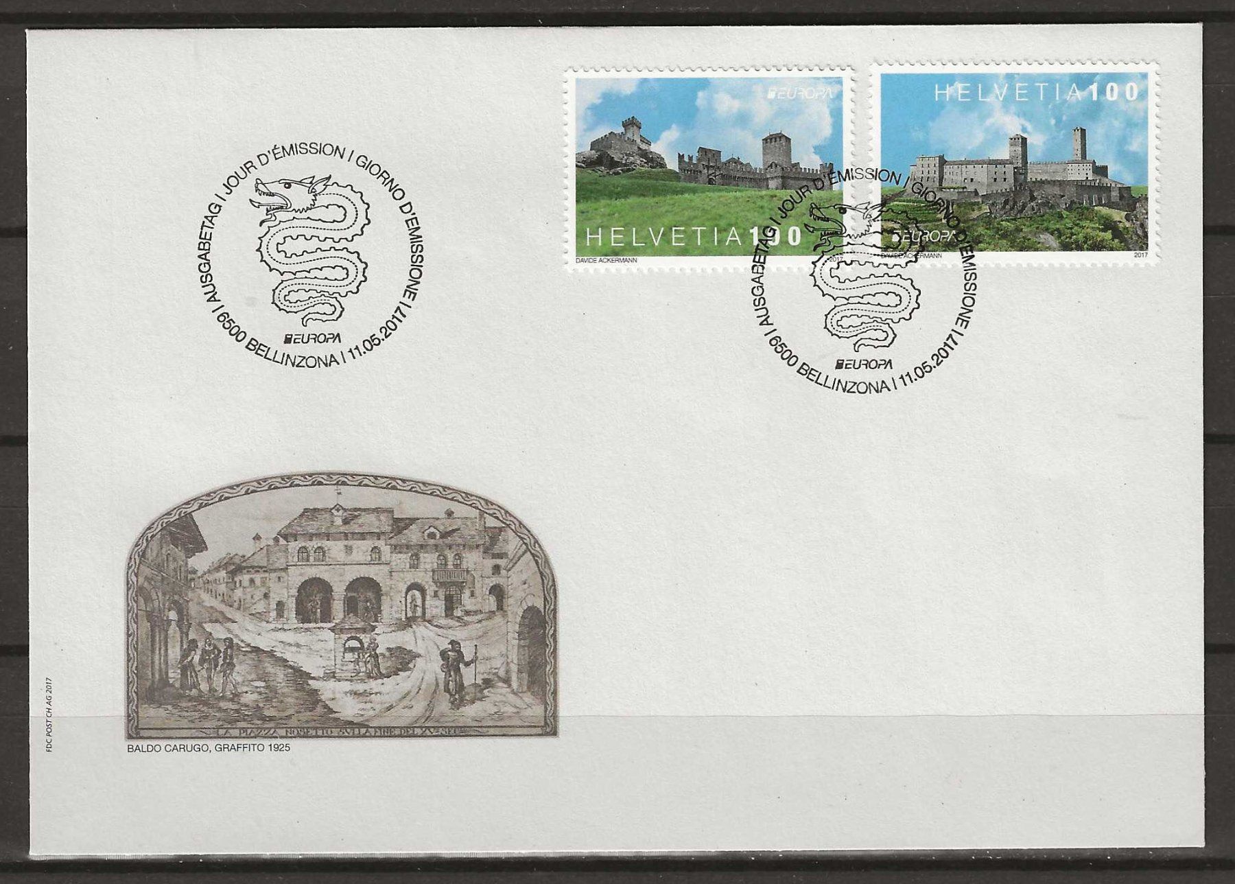 Tutti i francobolli: F1636 - FDC Europa 2017 - Chateaux – Usato da Trélex venduto da Phil_Albert