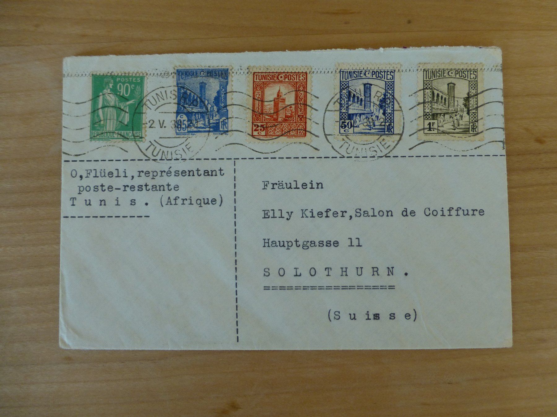 Tutti i francobolli: Tunesien, Brief von 1939 – Usato da Bettlach venduto da 1saurer