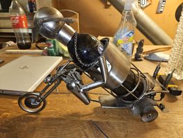 Originelle Motorrad-Flaschenhalter-Figur aus Metall (L)