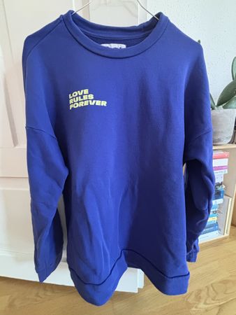 Felpa blu Sport en Soie scritta LOVE RULES FOREVER taglia M