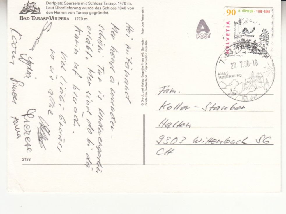 Cartoline postali: Tarasp 2000 – Usato da Bürglen TG venduto da StampGraf 1