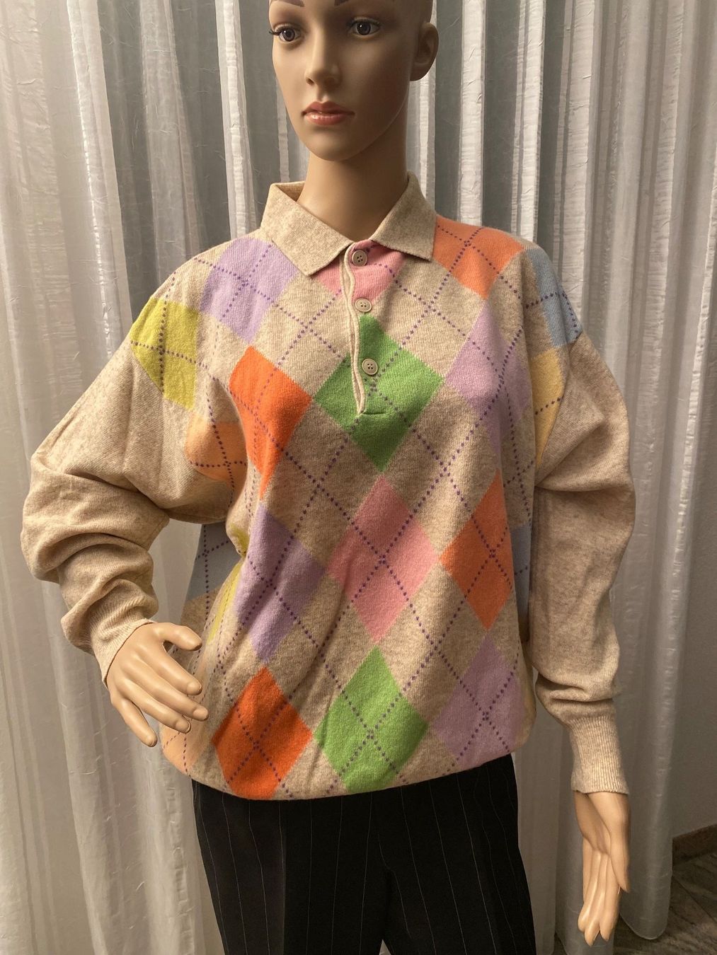 Benetton Pullover & Sweatshirts: Extravaganter BENETTON Rhomben Pullover, pastell, M/L – Neu (gemäss Beschreibung) aus Winkel von ferrari2022 2