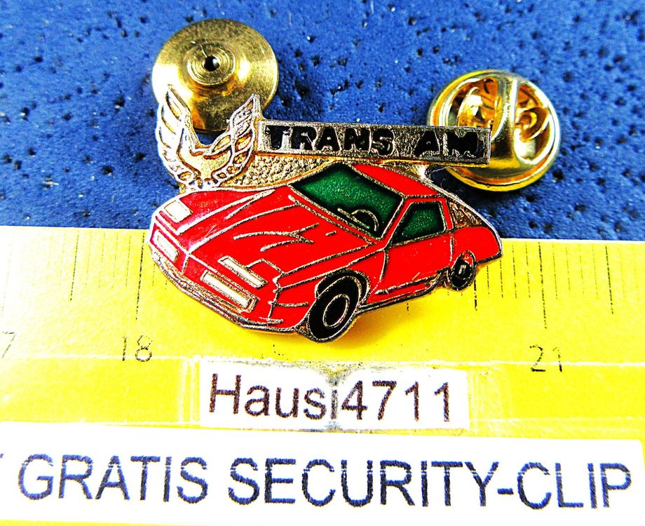 PONTIAC TRANS AM ROT AUTO & LOGO PIN GLASIERT 25mm VINTAGE (Gebraucht ...