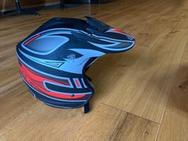 GPA Motocross Helm schwarz rot grau gebraucht Zustand