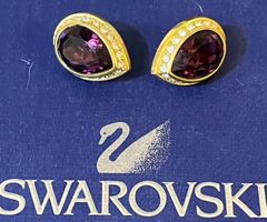 Boucles d’oreilles Swarovski vintage plaqué or