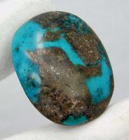 46.00 Ct Natural Blue Turquoise Pyrite Matrix Oval Cabochon