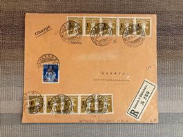 Charge Brief 1922 Luzern mit verkehrtem Ueberdruck , Abart.