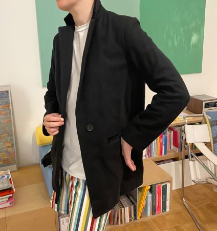 MAJE Wollmantel, Schwarz, Gr. 38 – Blazer gerader Schnitt!