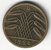 5 Rentenpfennig Münze - G - Deutsches Reich 1924