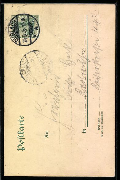 Cartoline postali: Handgemalt sign. E. Langenbach: Karlsruh – Usato da Berlin venduto da bartko-reher 1