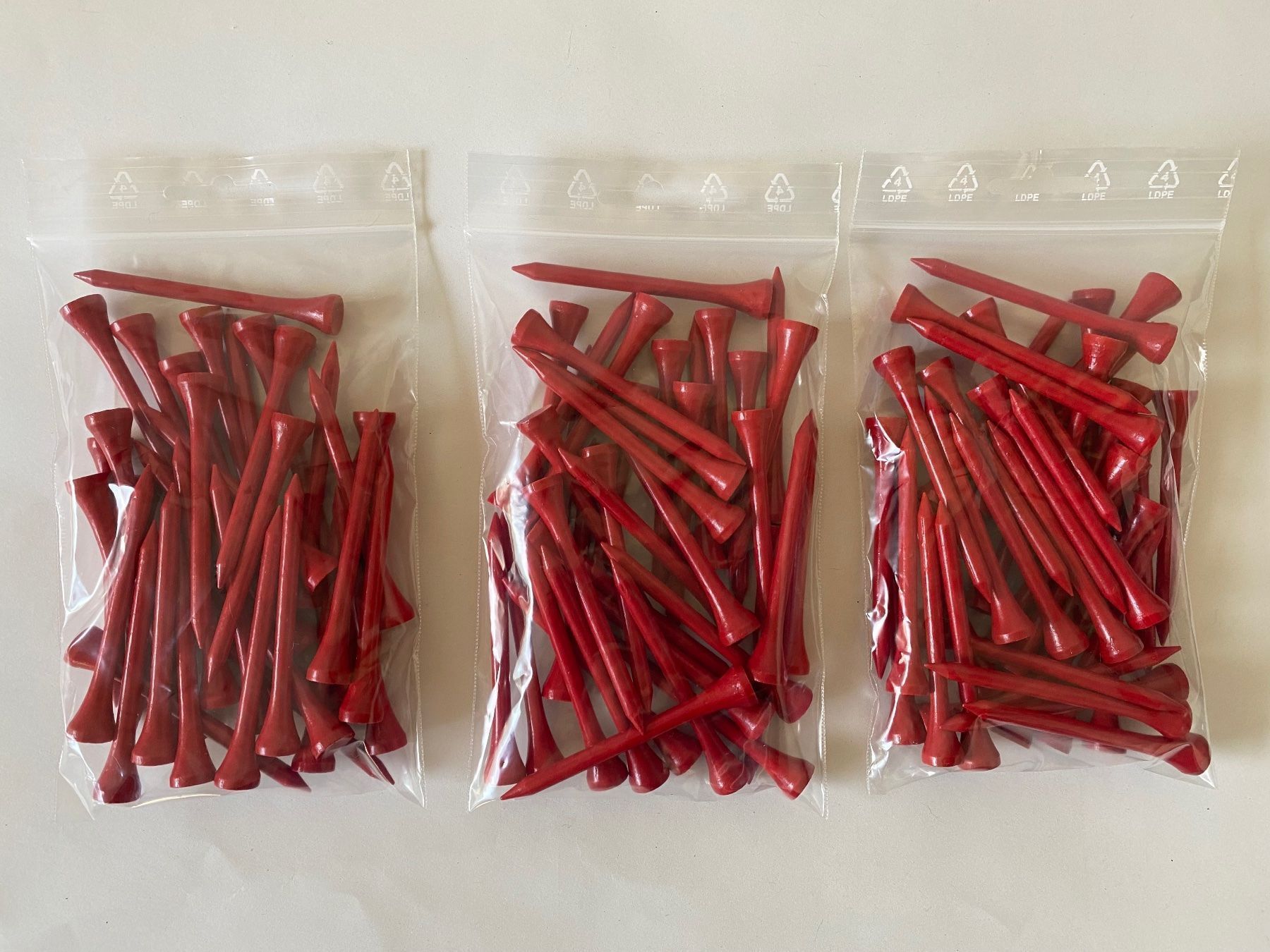 Articoli in legno: 100 Golftees 70mm Holz, rot – Nuovo (secondo la descrizione) da Bergdietikon venduto da shimano4 1