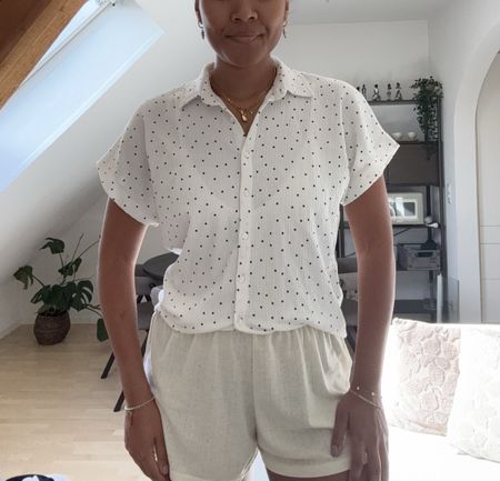 Bluse kurzarm Tupfen