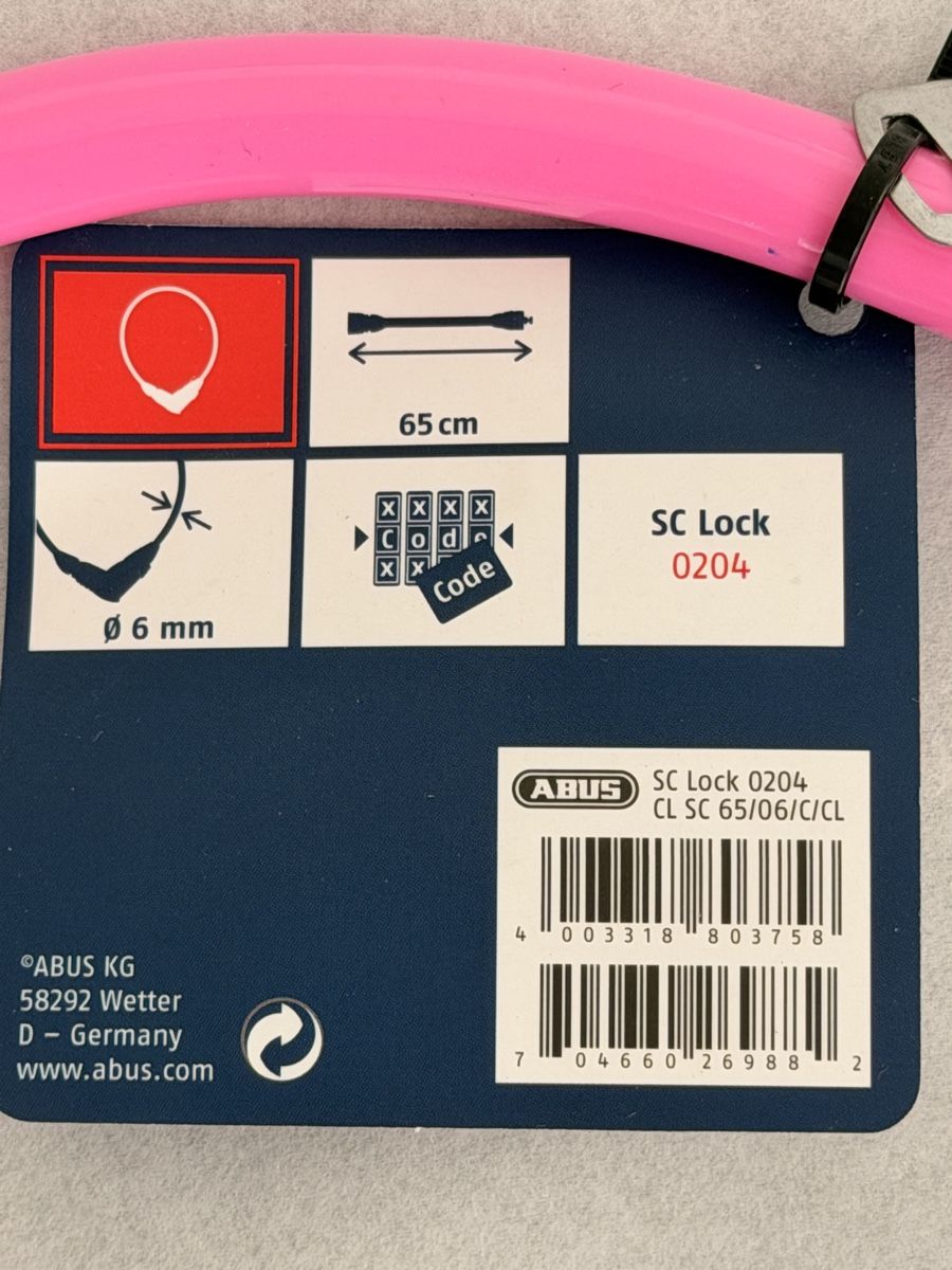 Abus Lucchetti: Neues Abus Kabelschloss SC Lock 0204 pink 65 cm mit Code – Nuovo e nell'imballaggio originale da Schaffhausen venduto da Resell_SH 2