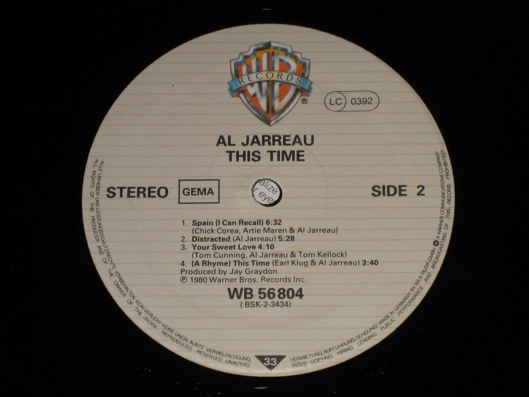 Dischi in vinile: LP - AL JARREAU - THIS TIME – Usato da Steckborn venduto da Quo7 2