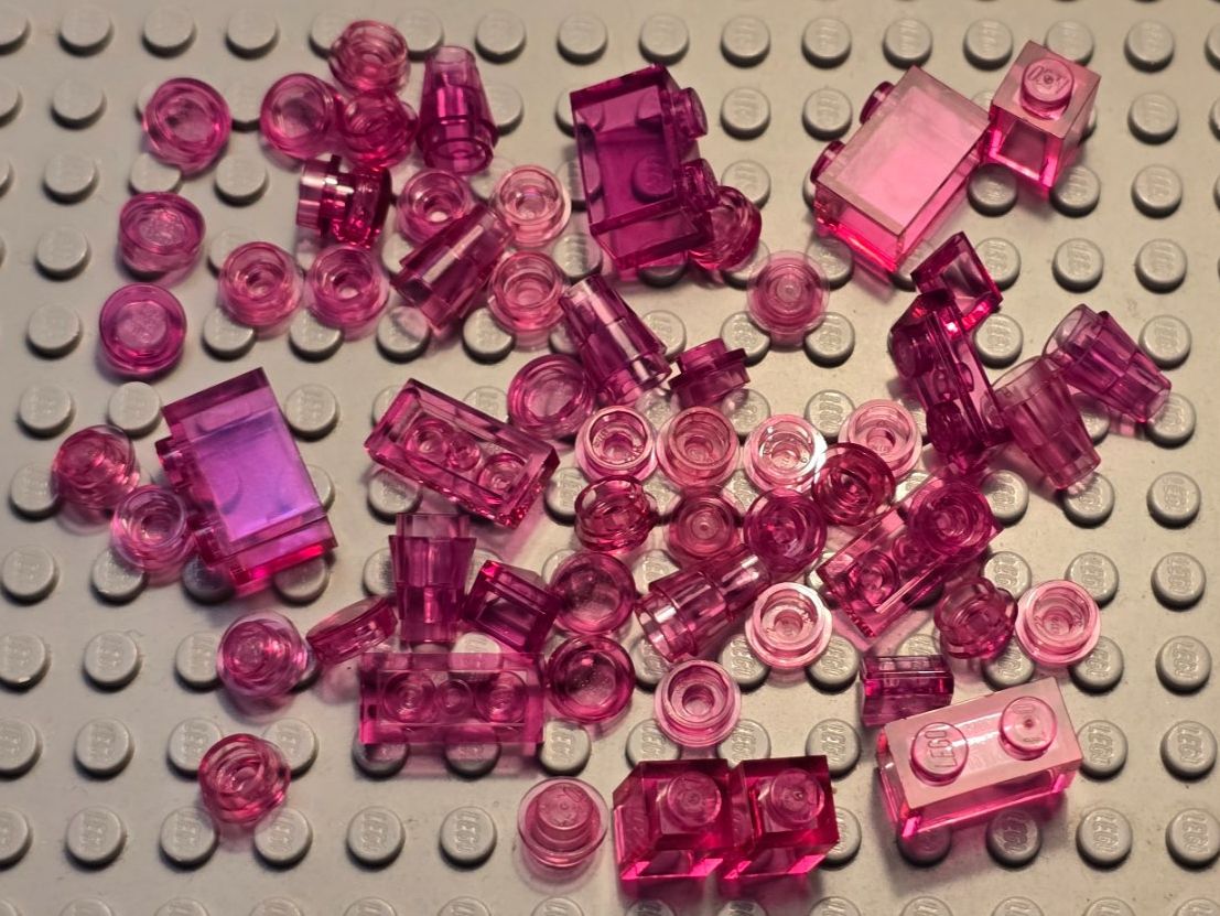 Lego Kit di costruzioni: Lego 65x Teile trans.rosa – Nuovo (secondo la descrizione) da Basel venduto da Swi-7621
