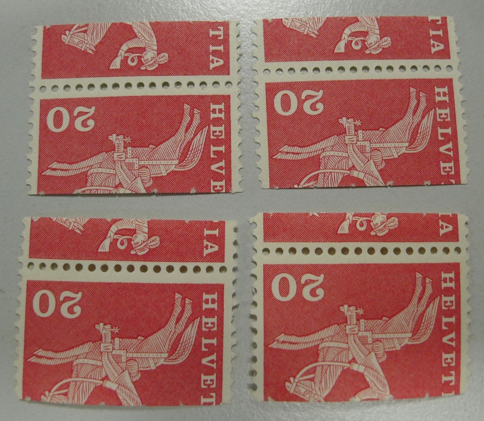 Tutti i francobolli: 1960, Nr.358 Vier Rollenmarken mit Kontrollnummer. Baudenk. – Usato da Sursee venduto da Luzernerraute