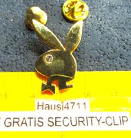 PLAYBOY PIN GOLDIG MIT STEIN ORIGINAL mit SECURITY-CLIP