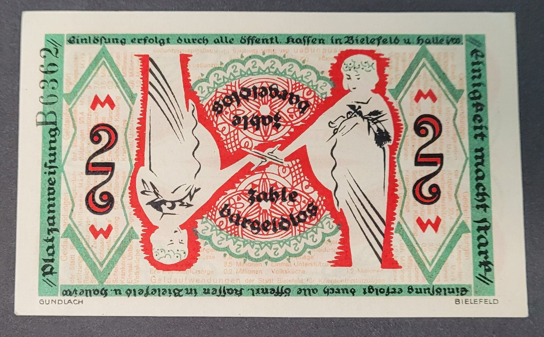 Banknoten: 2 MARK / BIELEFELD 1918 – Gebraucht aus Mumpf von antonio_schweiz_961 1