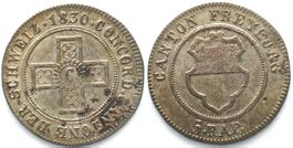 FREIBURG Kanton Halbbatzen (5 Rappen) 1830 Billon unz!