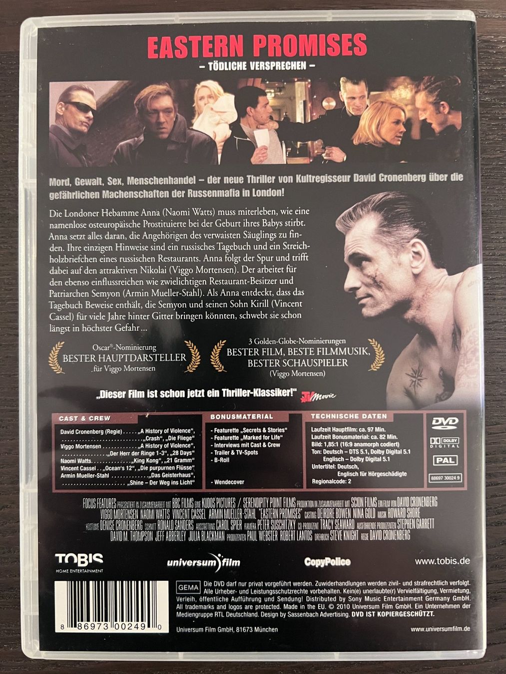 Tutti i DVDs: Eastern Promises - Tödliche Versprechen – Usato da Zürich venduto da FilmFreunde 1