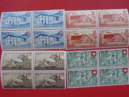 1946, PRO PATRIA: B30-B33 ** postfrisch (Viererblöcke) 60.-+