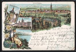 Bern, Ortsansicht mit den Alpen, Bundesh