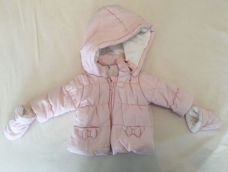 Baby Winterjacke mit Kapuze rosa Grösse 62-68 