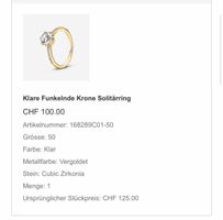 Pandora Klare Funkelnde Krone Solitäring Grösse 50