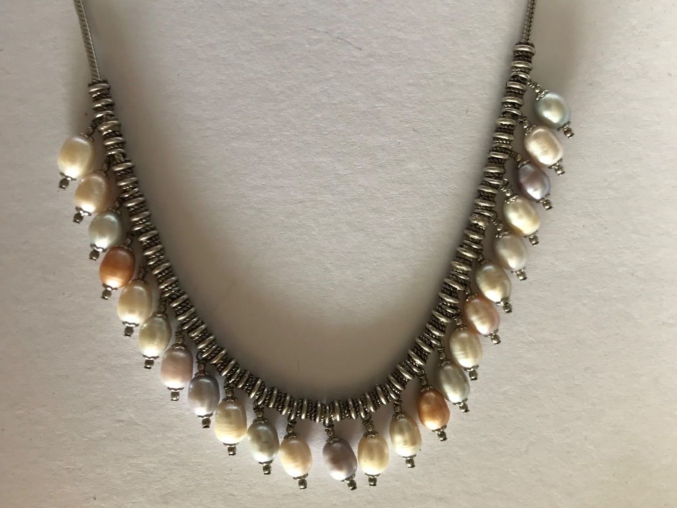 Ketten: Collier de perles naturelles multicolores - plaqué argent – Gebraucht aus Grimisuat von eliseba88 2