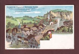 GENEVE - Expo 1896 - Village suisse -  Litho Schlumpf