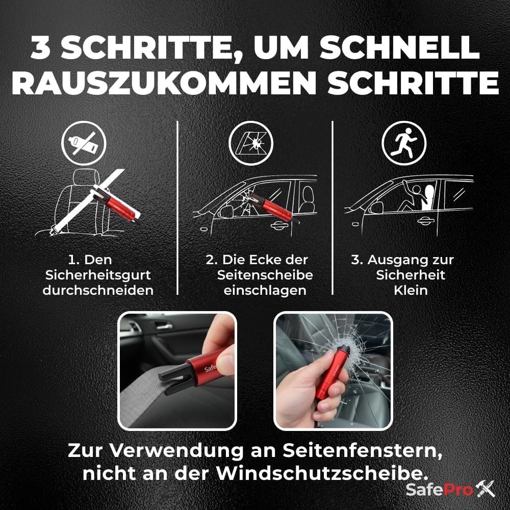 Alle Werkzeuge: 2er-Pack Notfallhammer Auto mit Gurtschneider & Federkörner- – Neu und originalverpackt aus Schaffhausen von Gipfelgut 7