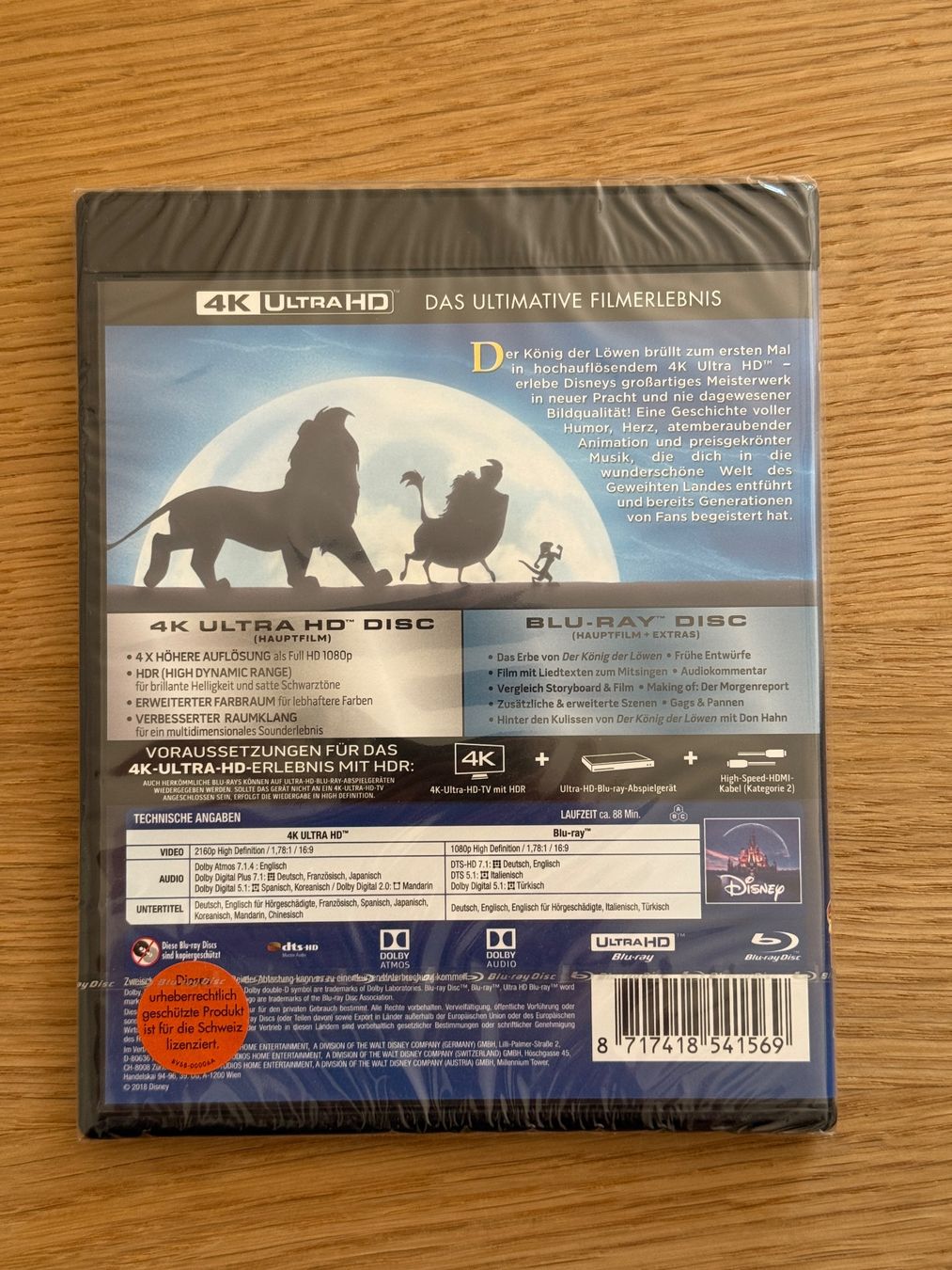 Tutti i DVDs: Der König der Löwen 4k Bluray – Nuovo e nell'imballaggio originale da Wallisellen venduto da Art_Vendorlay 1