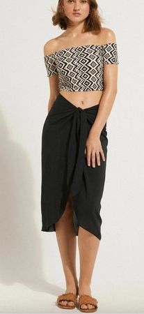 TEZENIS, Midi-Pareo aus Viskosetuch, schwarz, Gr. S/M, NEU!