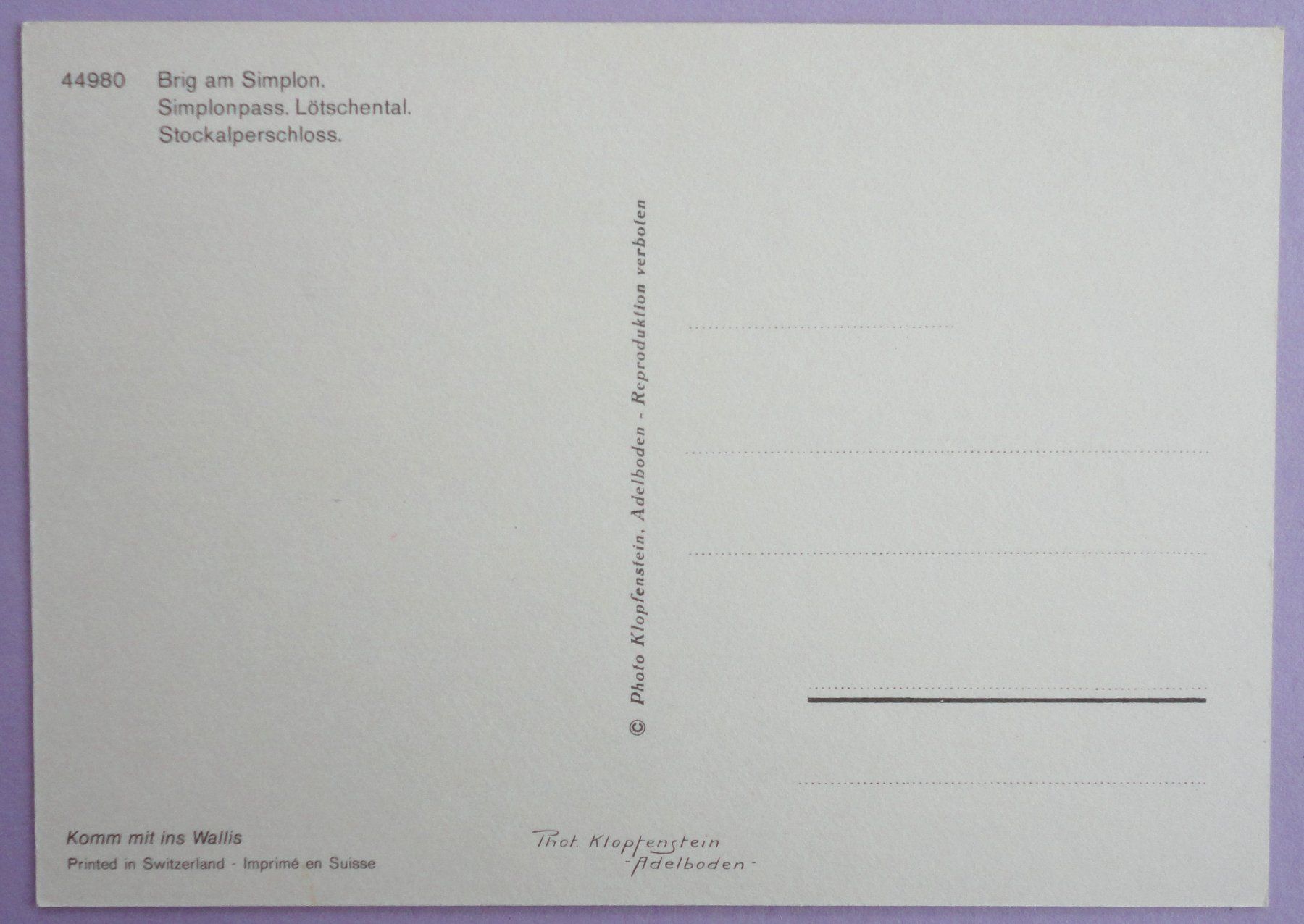 Cartoline postali: Brig am Simplon – Usato da Fétigny venduto da Billy2miny 1