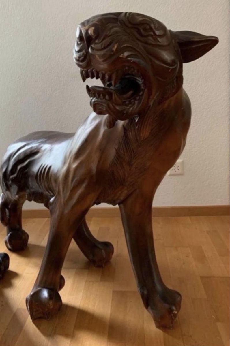 Skulpturen & Statuen: Löwen Paar aus Teakholz – Gebraucht aus Biel/Bienne von Katja01112 3