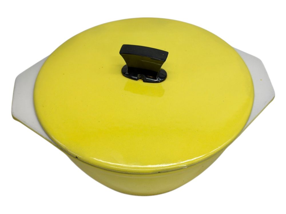 Ancienne Cocotte en Fonte Emaillée Orange - 5 L - Vintage