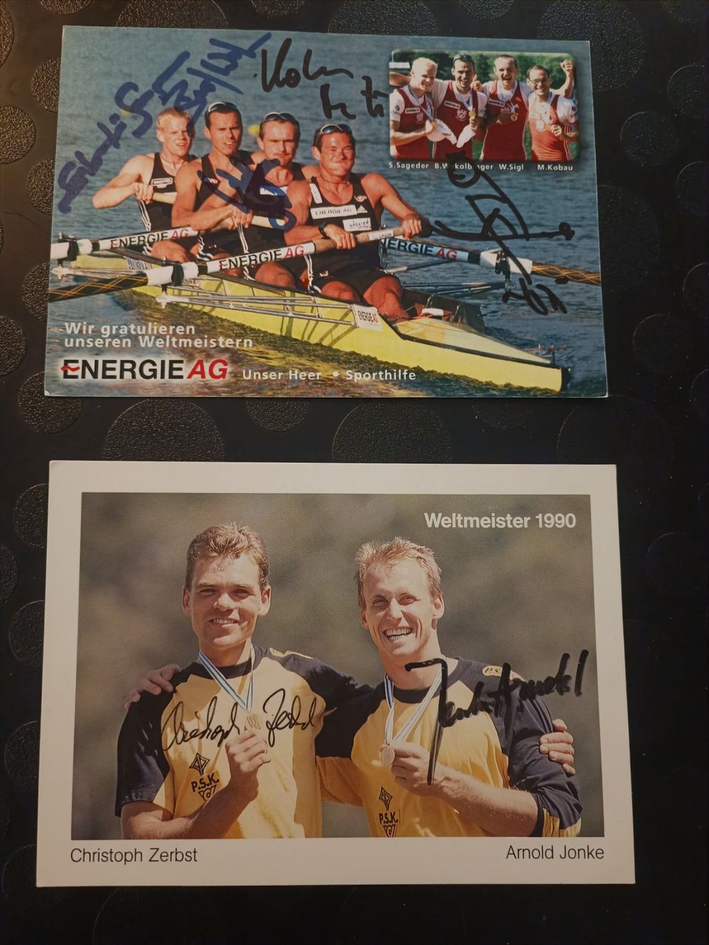 Autografi: Weltmeister - Rudern - 2x handsignierte Karten – Usato da Menziken venduto da Artographs