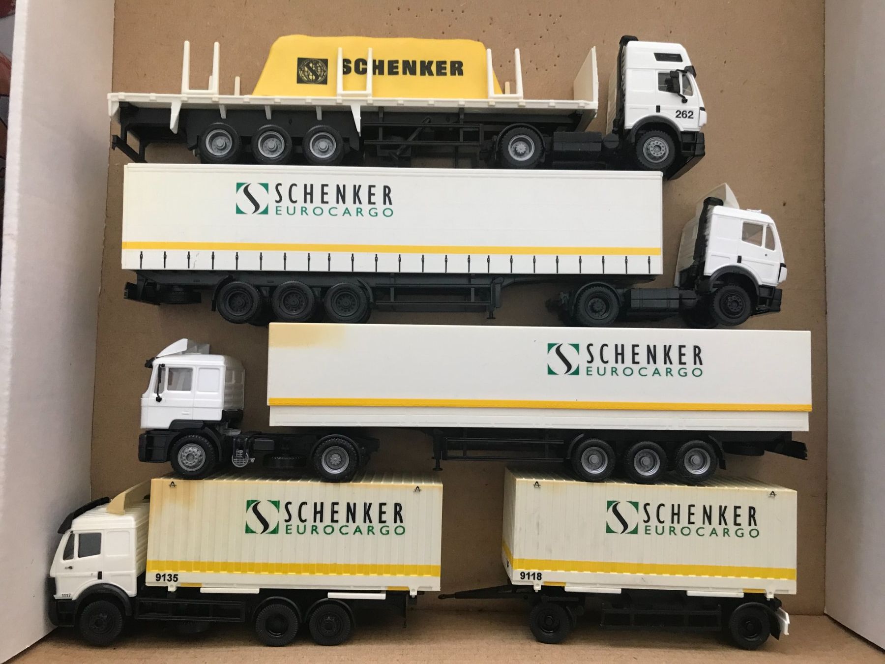Herpa Modellini d'auto: Sammlung 4x Sattelschlepper LKW+Anhänger SCHENKER – Usato da Luzern venduto da mey_s13