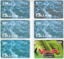 VIA CALLING CARD / VIPER - 6 seltene Prepaid Telefonkarten