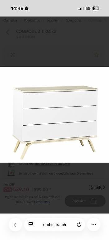 Letti: Lit bébé évolutif, commode Sauthon + matelas – Usato da Châtelaine venduto da Gali07 3